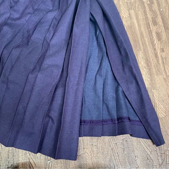 Vintage Givenchy 100% Shearing Wool Long Pleated Button Purple Skirt Size 12 - Picture 7 of 11
